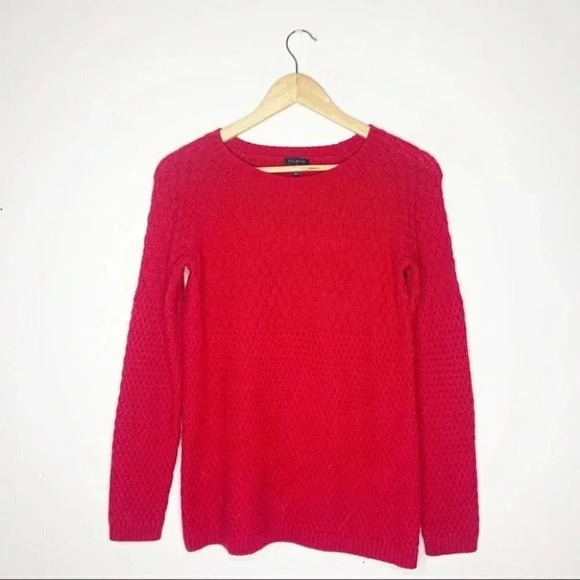 Talbots Nylon LambsWool Crew Neck Red Sweater Size Small - Picture 2 of 8
